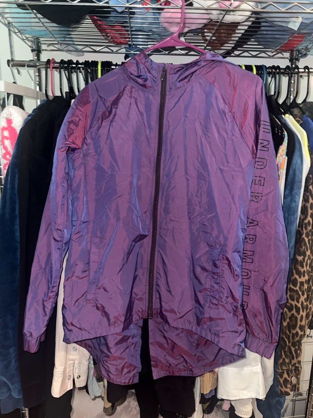 Under Armour Women's Iridescent Purple Hooded Windbreaker Jacket